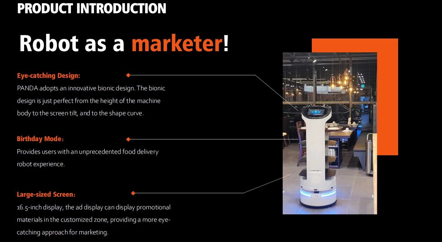 Reeman nuevo robot inteligente de entrega de alimentos Panda